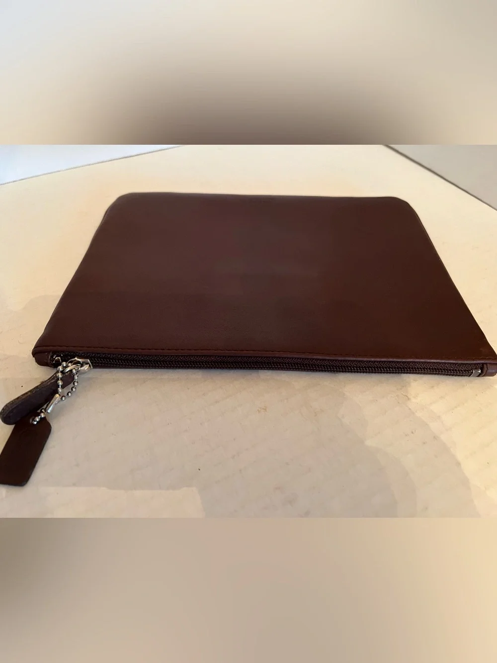 Vintage Coach Cosmetic case Pouch Make up bag purse Mahogany Brown leather NWOT